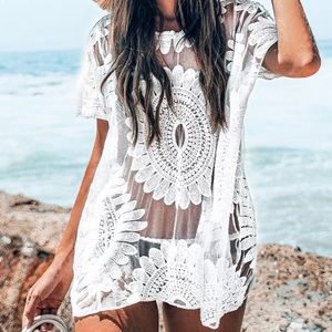 NWT White Sun Floral Cover Up